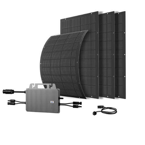 MONACO - Plug-In set van 4 flexibele zonnepanelen 200Wp (800Wp) + omvormer met stekker