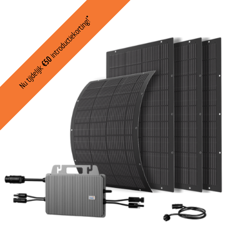 MONACO - Plug-In set van 4 flexibele zonnepanelen 200Wp (800Wp) + omvormer met stekker